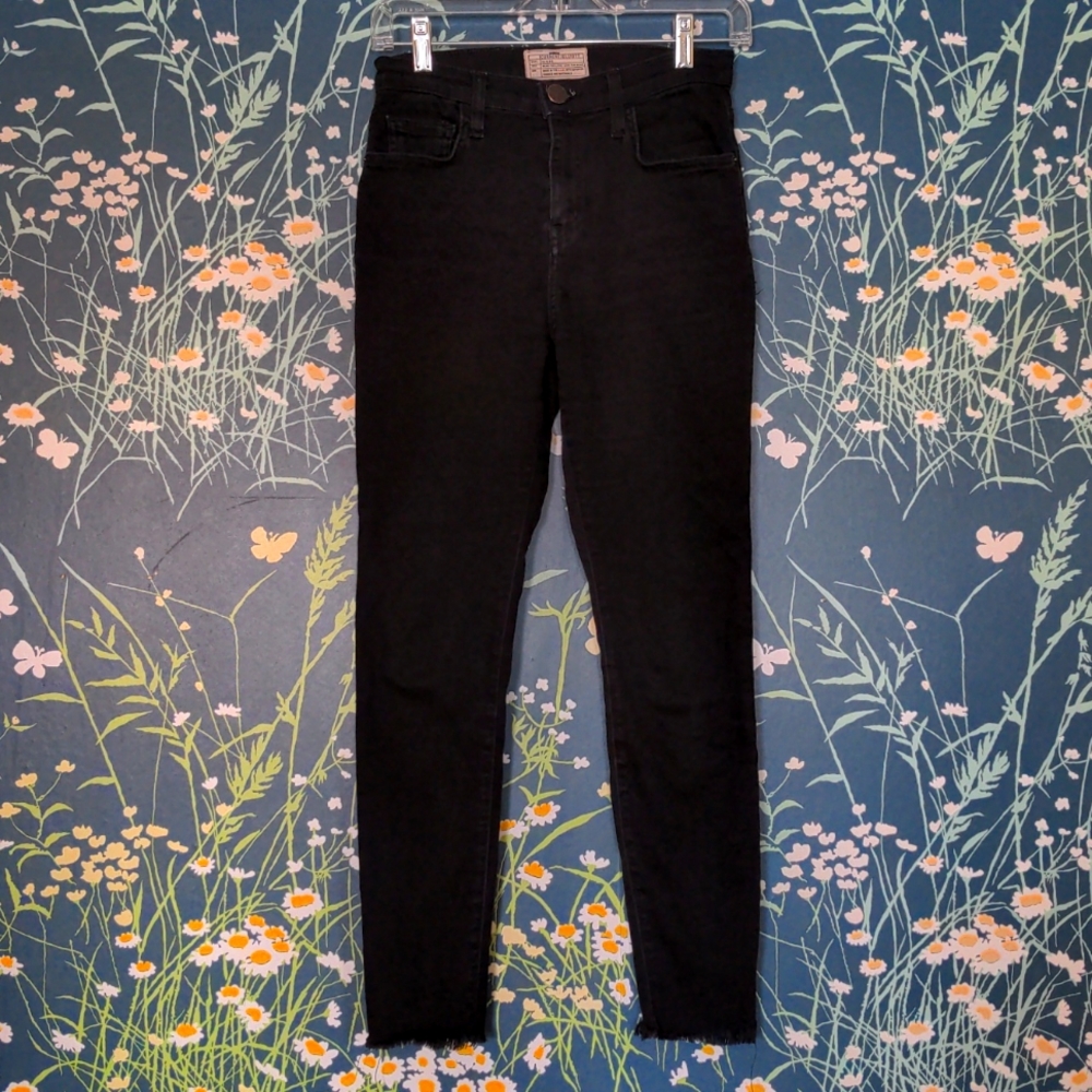 Current/Elliott Black Denim Jeans Distressed Pants